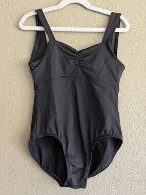 Suffolk Dance * Petite Adult Black Pinch Front Empire Tank Leotard